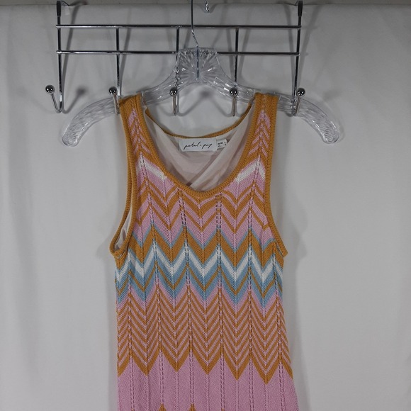 Petal + Pup Dresses & Skirts - Petal + Pup Chevron Knit Sleeveless Maxi Dress Pink Yellow Blue US 0 Boho